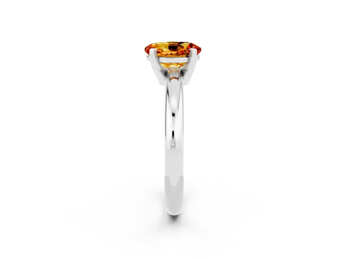 Oval Cut Citrine Solitaire Engagement Ring with Round Band and Four-Prong Setting Silver