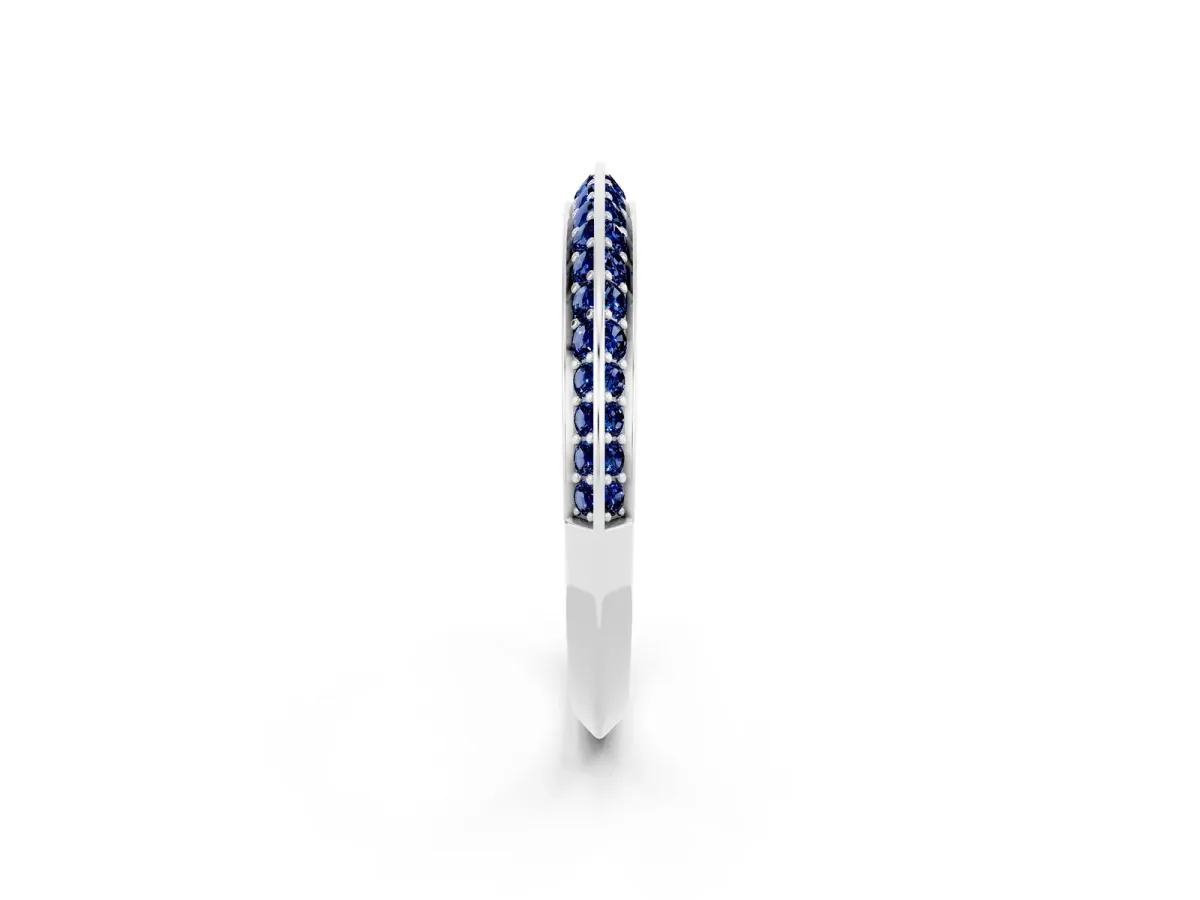 Double Row Pavé Round Blue Sapphire Eternity Band with Channel Setting Platinum