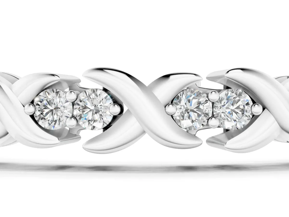 Round Diamond Tennis Bracelet with X-Link Band and Prong Setting Silver