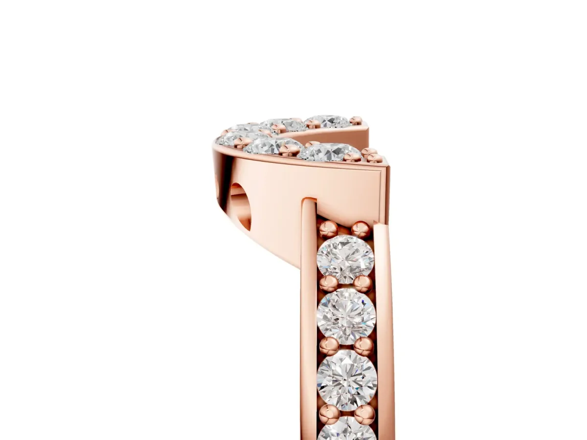 U-Shaped Pavé Round Diamond Contour Band with Shared Prong Setting Rose gold