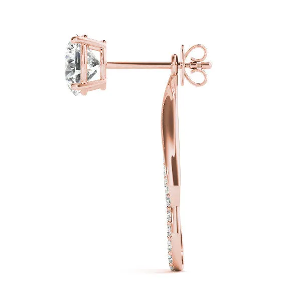 Round Cut Prong Set Diamond Infinity Drop Earrings Rose gold
