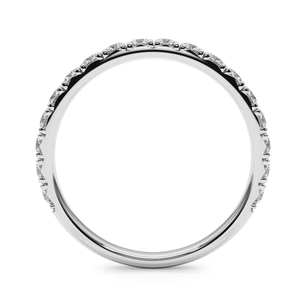 Round Cut Diamond Eternity Band with Shared Prong Setting White gold