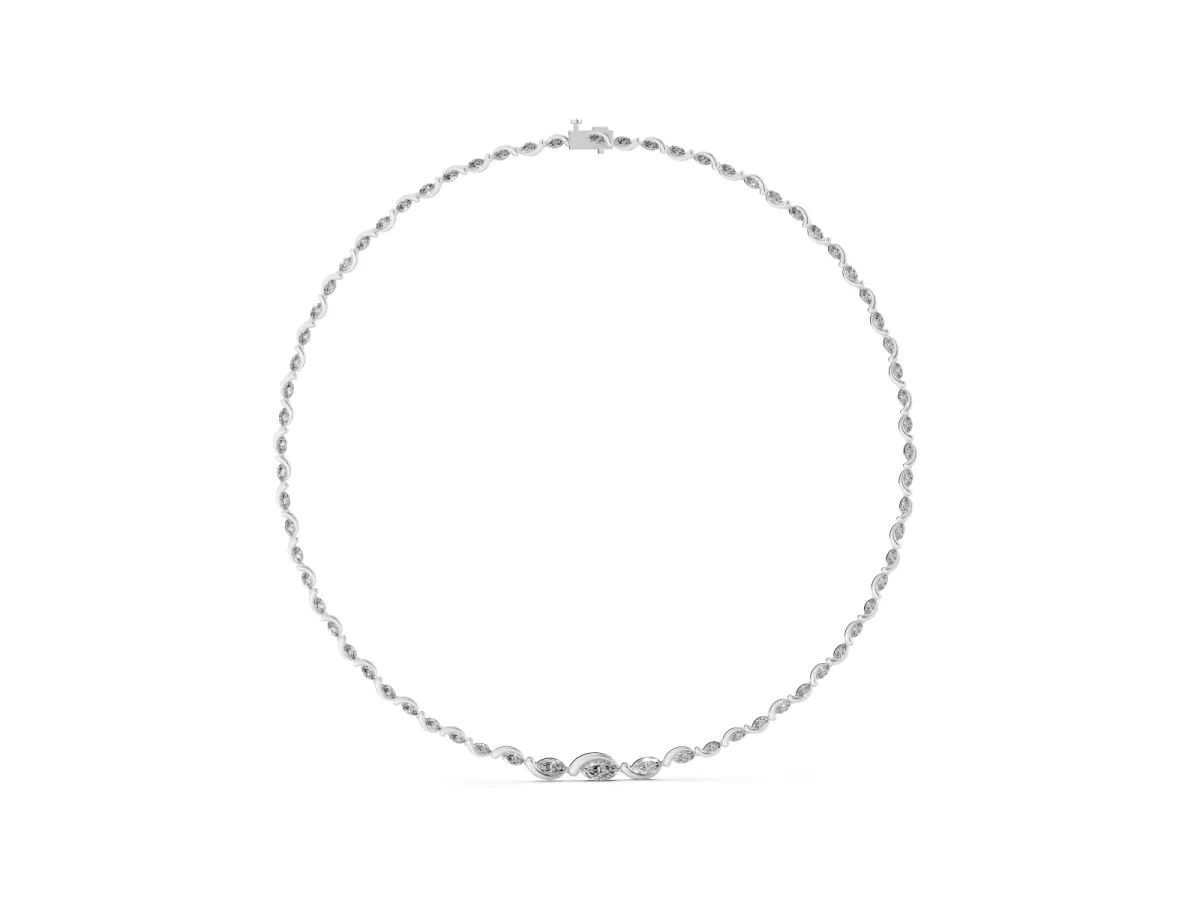 Marquise Diamond Riviera Necklace Silver