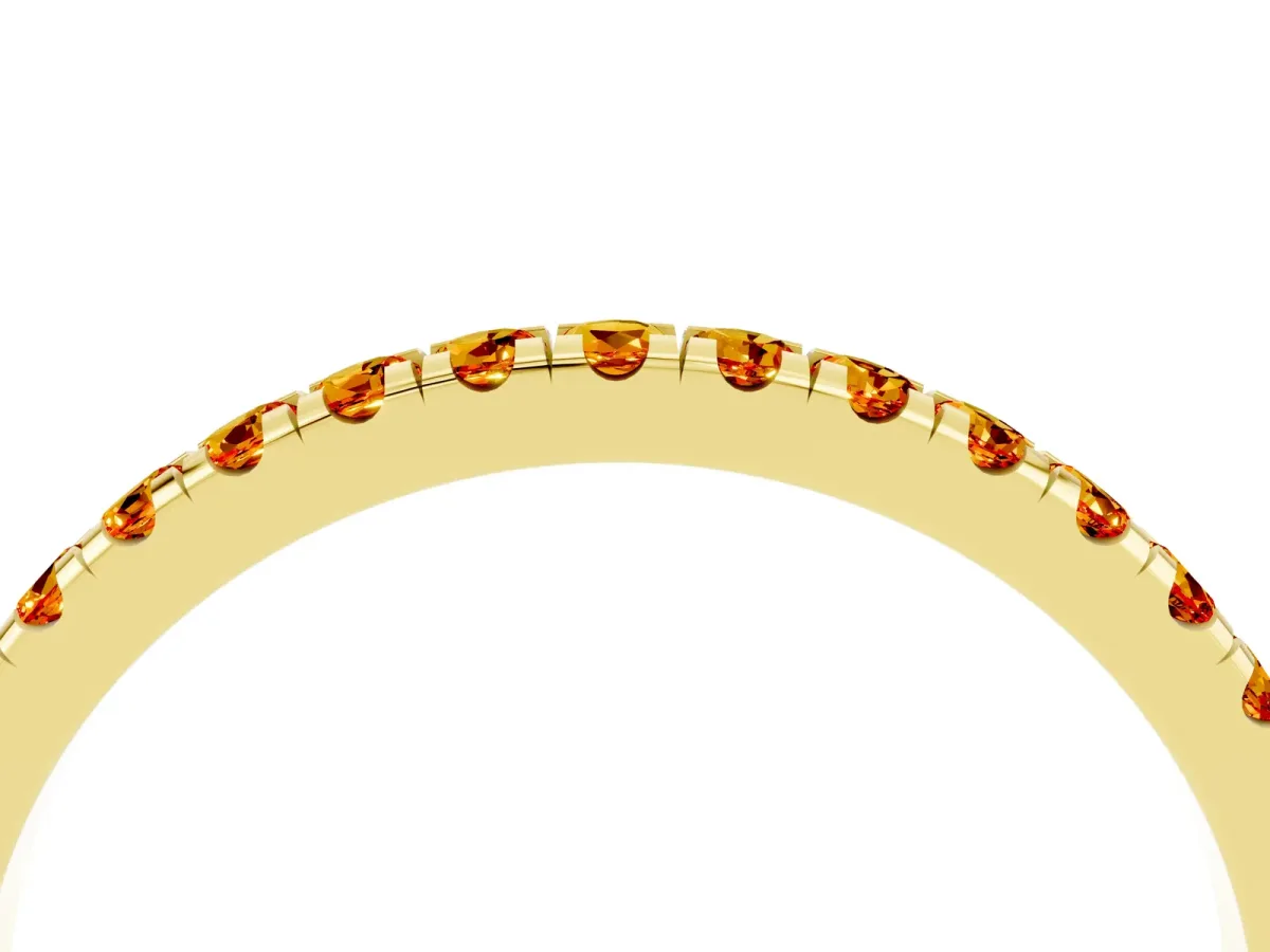 Pavé Round Citrine Half Eternity Band with Shared Prong Setting Yellow gold