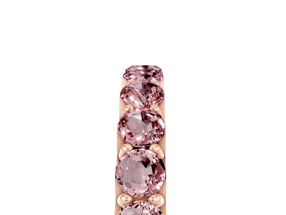 Round Morganite Half Eternity Band with Classic Prong Setting Rose gold