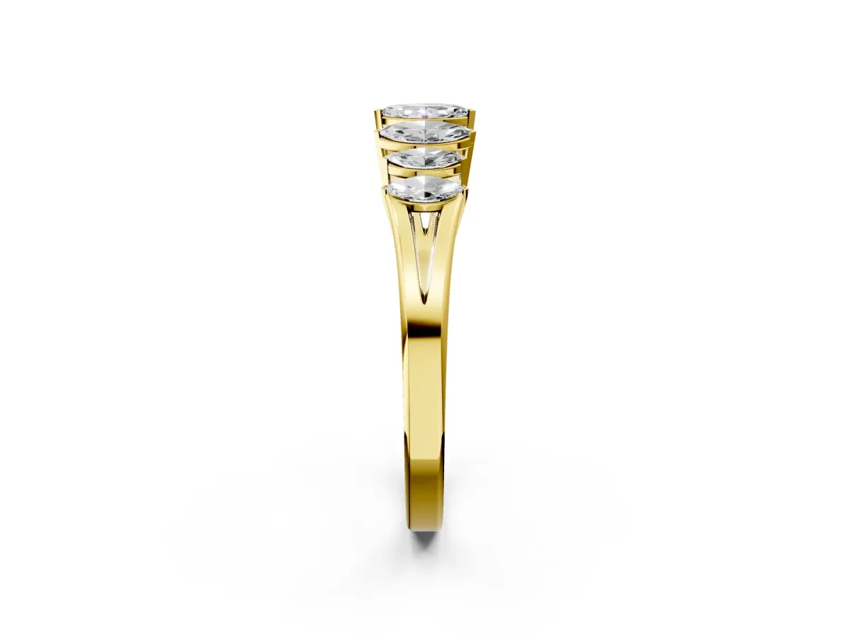Marquise Diamond Prong-Set Half-Eternity Band Yellow gold