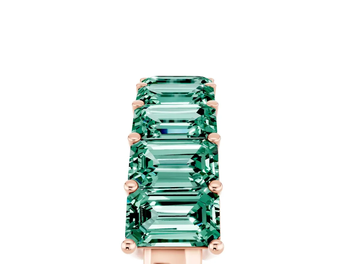 Emerald Cut Green Sapphire Prong-Set Eternity Band Rose gold
