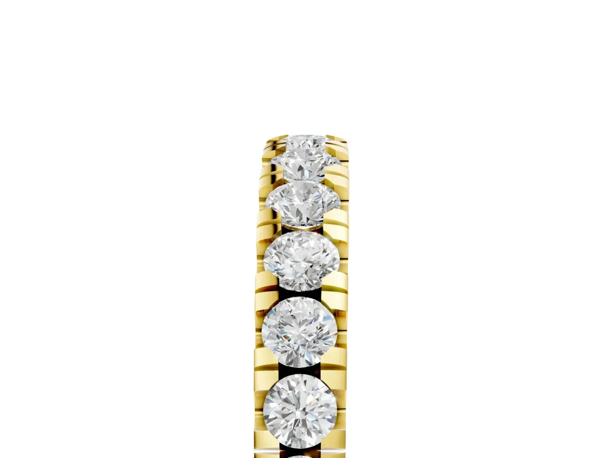 Round Diamond Pavé Set White Gold Eternity Band Yellow gold