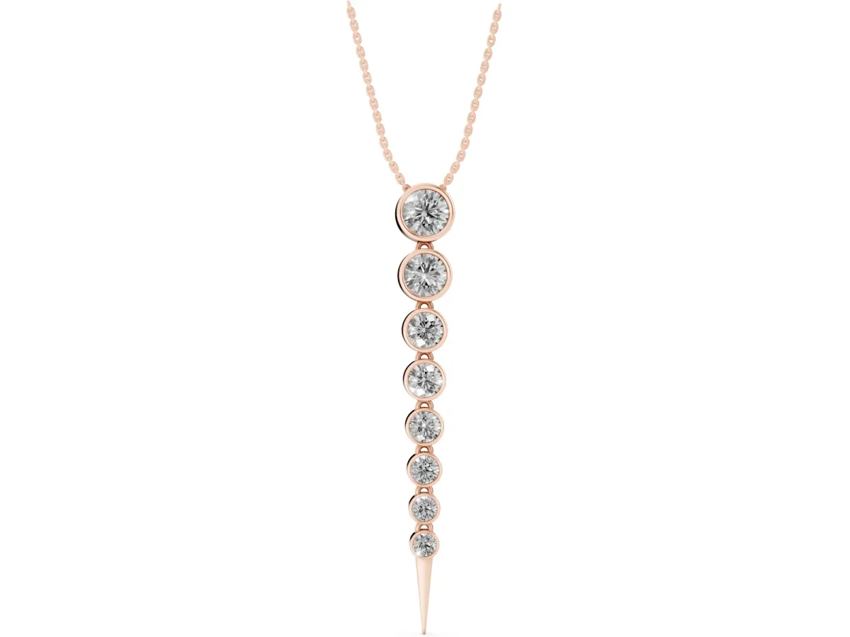 Round Diamond Drop Necklace with Bezel Setting Rose gold