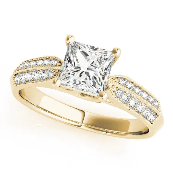Pear Cut Cut Pave Split Shank Engagement Ring with Four-Prong Setting Yellow gold