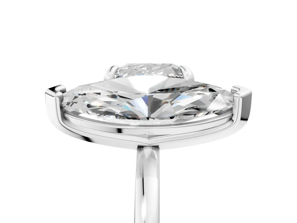 Cushion and Marquise Toi Moi Ring with Prong Setting and Plain Band Silver