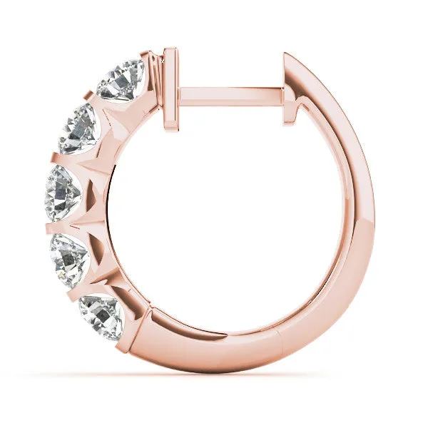 Channel-Set Round Diamond Hoop Earrings Rose gold