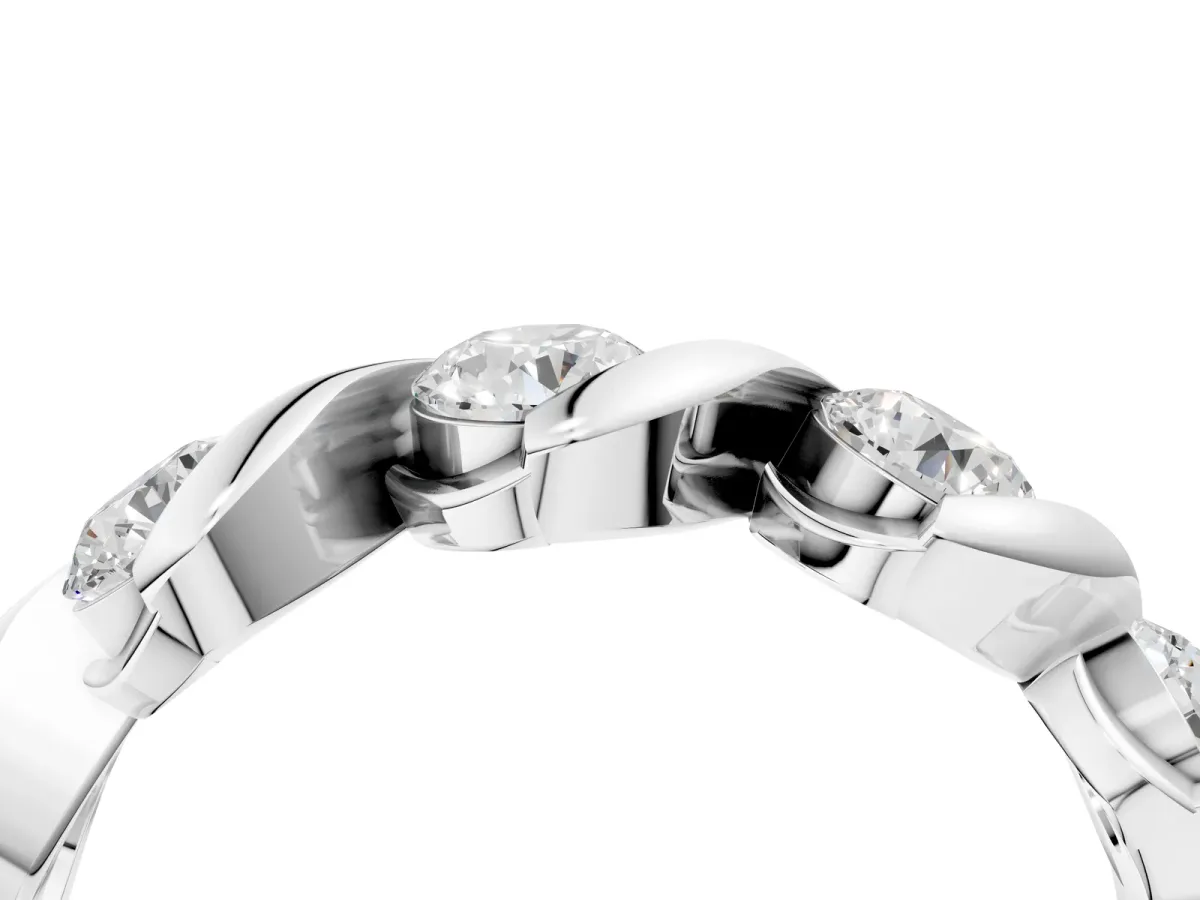 Round Diamond Eternity Band with Twist Prong Setting Silver