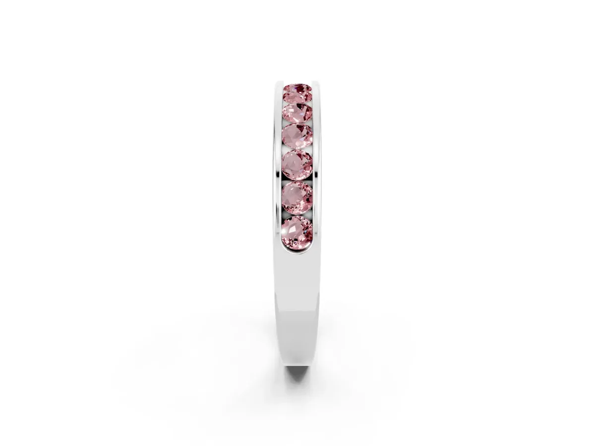 Channel Set Round Morganite Eternity Band Platinum