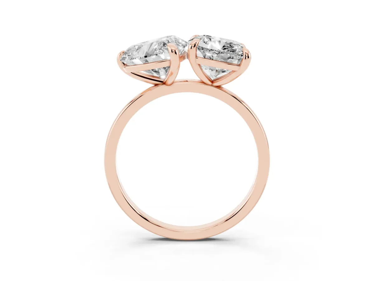 Cushion and Heart Toi Moi Ring with Prong Setting and Plain Band Rose gold