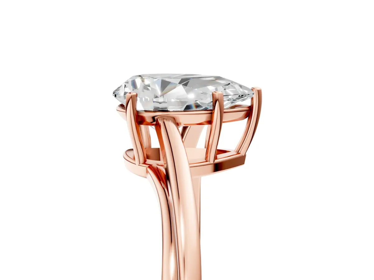 Pear Cut Cut Solitaire Twist Band Ring with Four-Prong Setting Rose gold