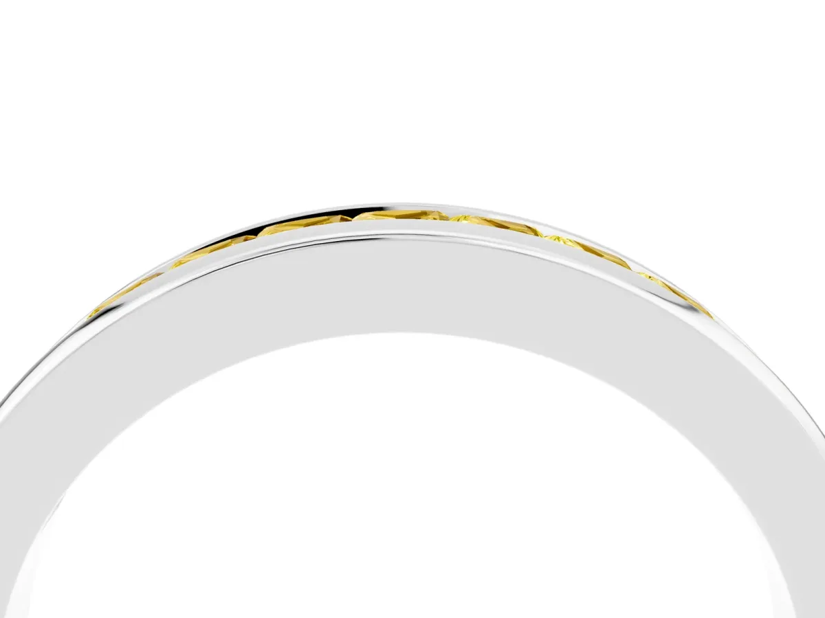 Channel Set Princess Cut Yellow Sapphire Eternity Band Silver