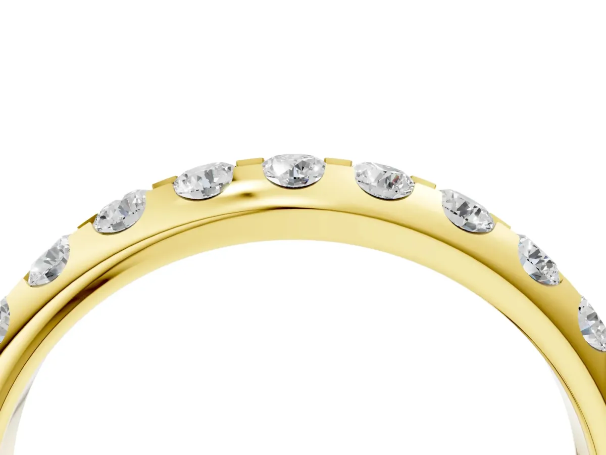 Round Cut Diamond Half-Eternity Band with Shared Prong Setting Yellow gold
