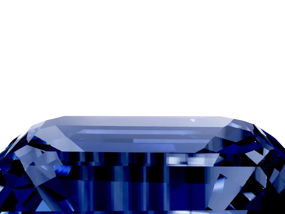 Emerald Cut Blue Sapphire Solitaire Twisted Band with Round Accents and Prong Setting Silver