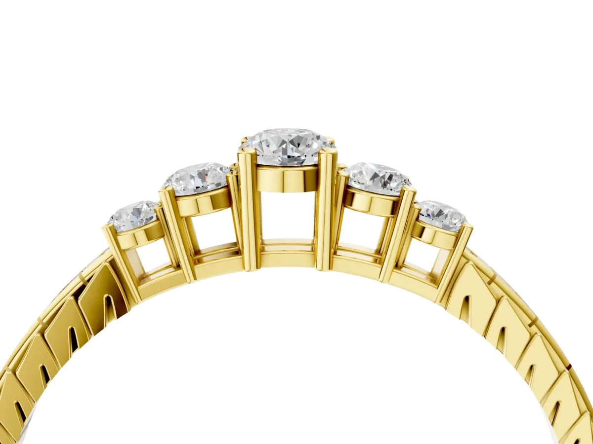 Five-Stone Round Cut Diamond Prong Set Eternity Band Yellow gold