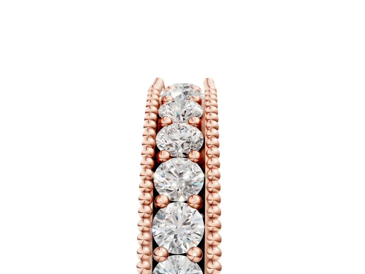 Milgrain Round Diamond Pavé Chevron Band Rose gold