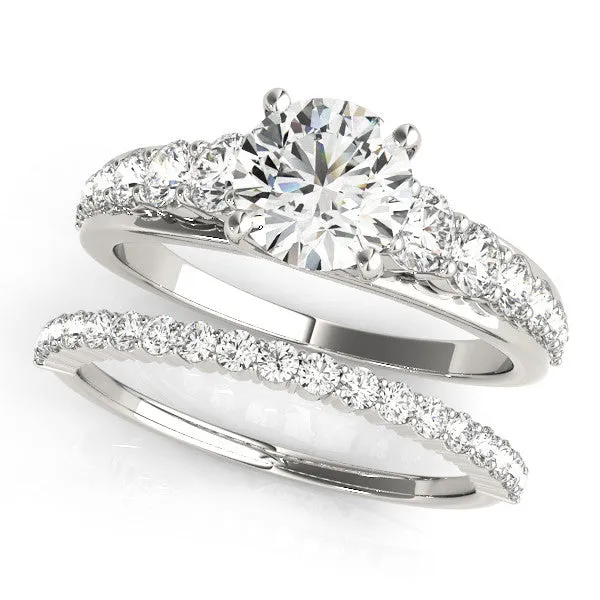 Princess Cut Brilliant Diamond Pavé Band with Six-Prong Setting Silver