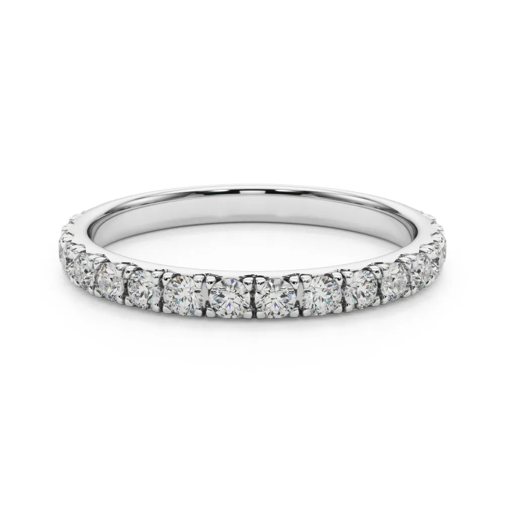Round Cut Diamond Eternity Band with Shared Prong Setting White gold