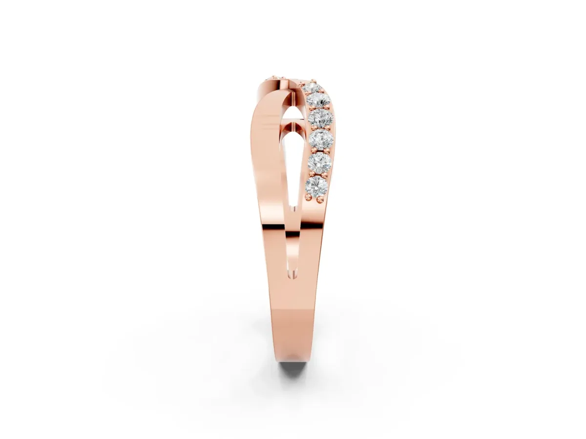 Twist Pave Round Diamond Infinity Band with Channel Setting Rose gold