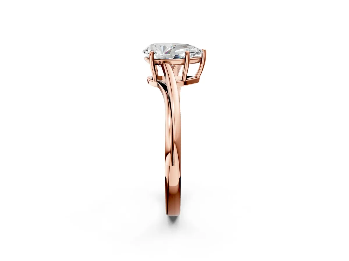 Pear Cut Cut Solitaire Twist Band Ring with Four-Prong Setting Rose gold