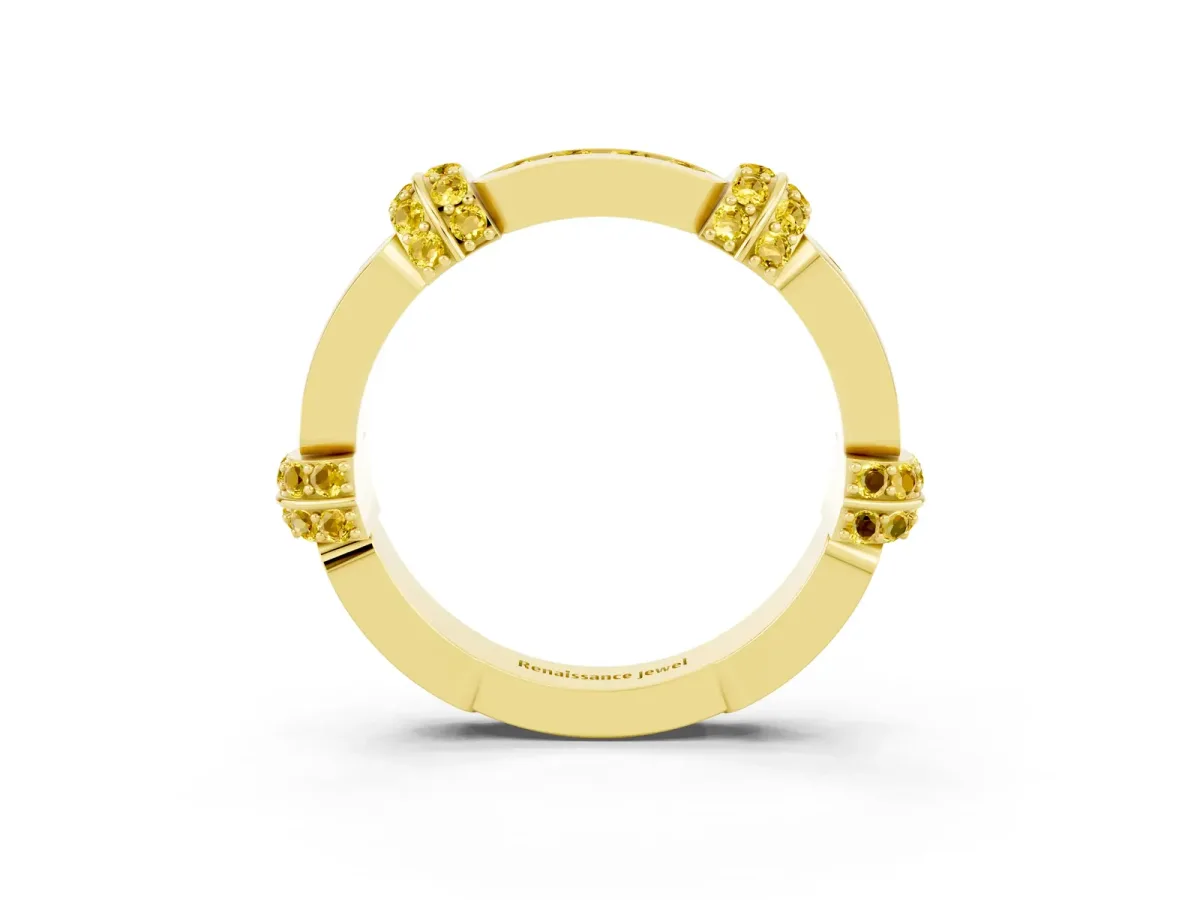 Pavé Round Yellow Sapphire Link Band with Bezel Setting Yellow gold