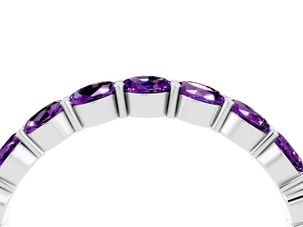 Round Amethyst Eternity Band with U-Prong Setting Platinum