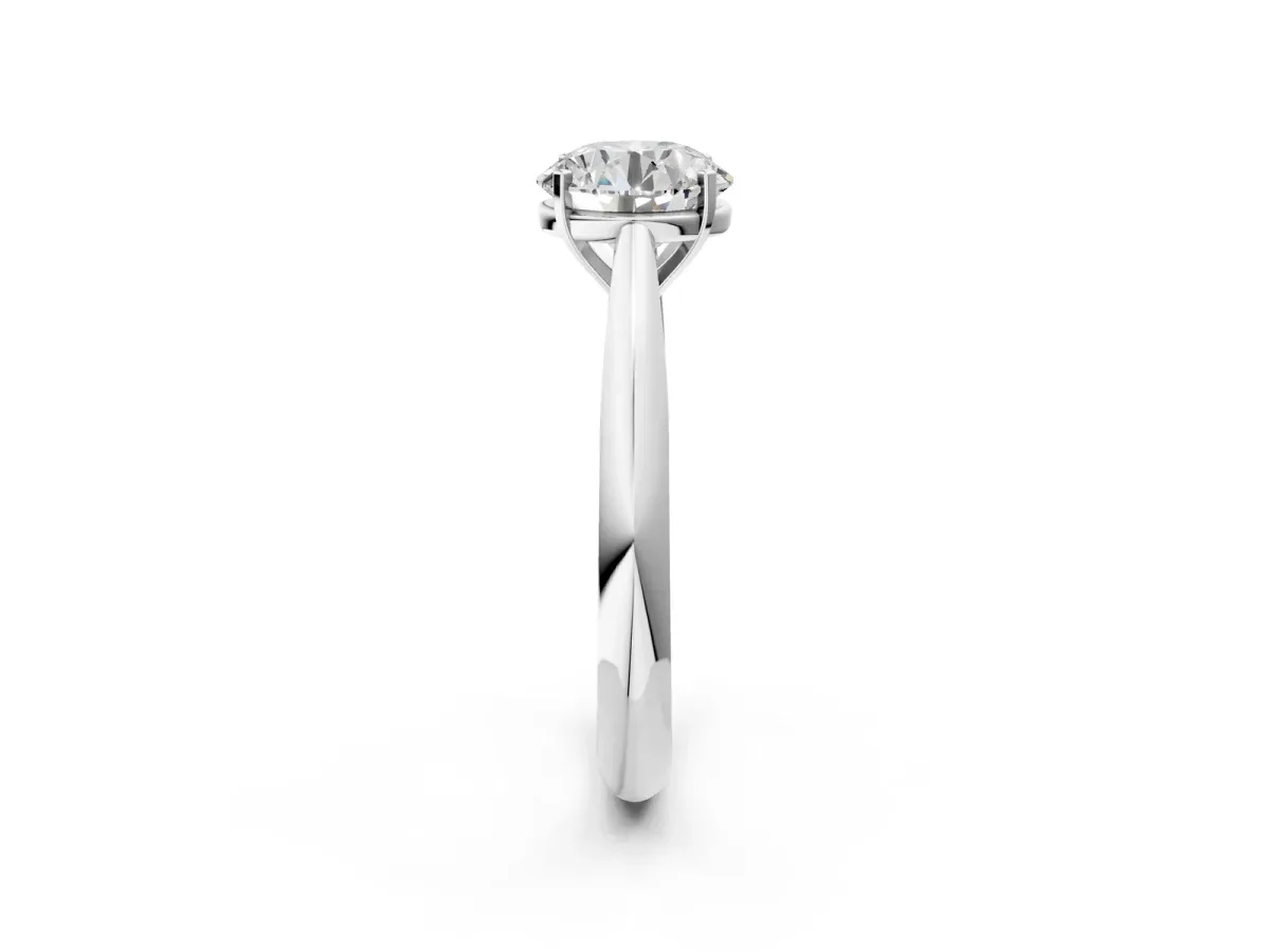 Round Cut Diamond Solitaire Engagement Ring with Cathedral Setting and Four-Prong Mount White gold