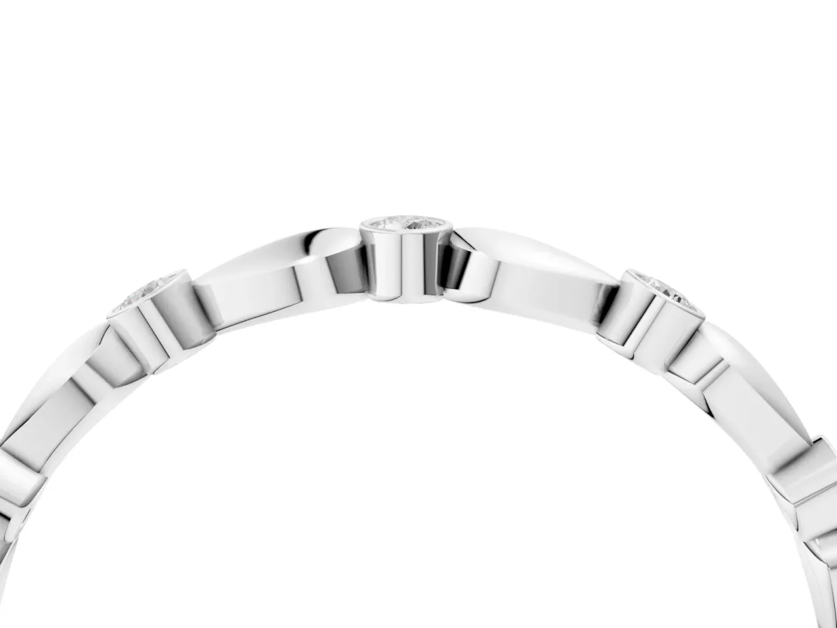 Bezel-Set Round Diamond Marquise Eternity Band White gold