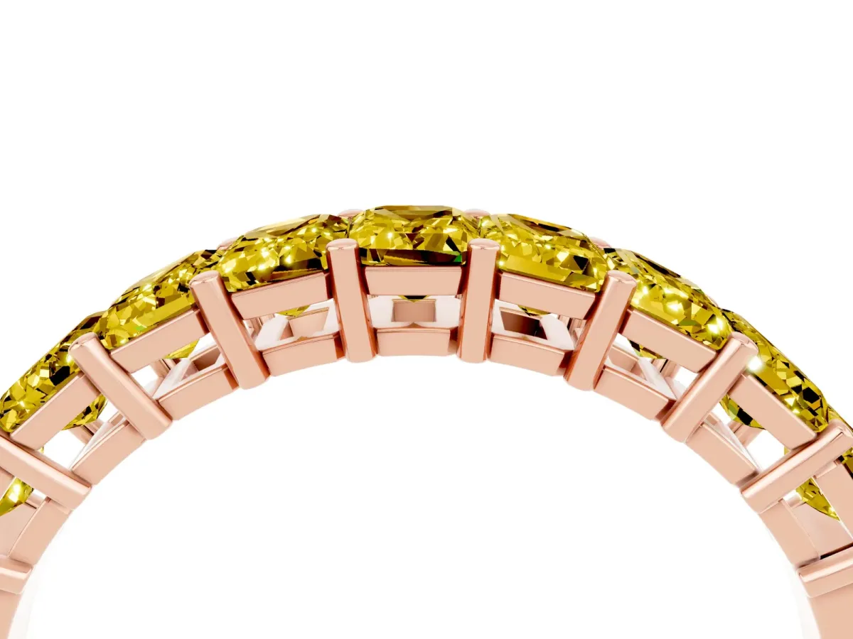 Emerald Cut Yellow Sapphire Prong-Set Eternity Band Rose gold
