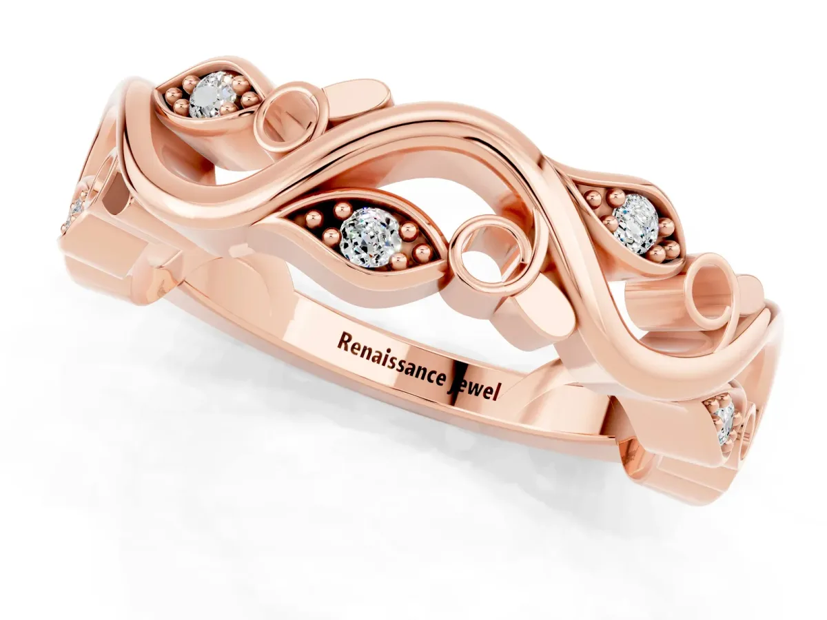 Marquise Moissanite Vine Eternity Band with Bezel Setting Rose gold