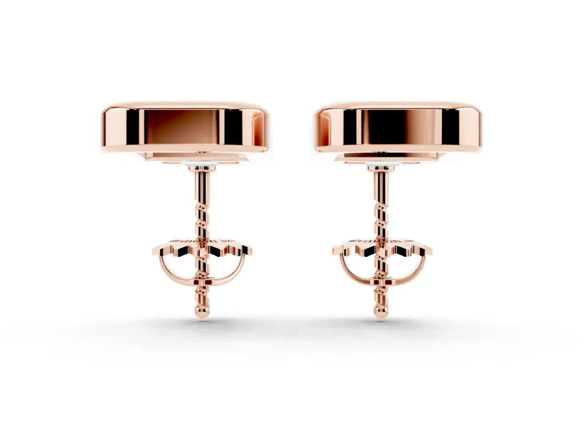 Emerald Diamond Open Frame Stud Earrings Rose gold