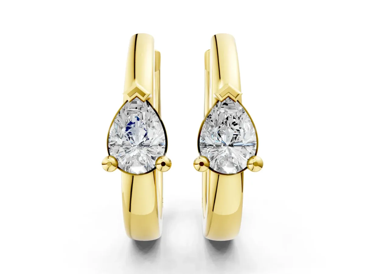 Pear Diamond Mini Huggie Hoop Earrings Yellow gold