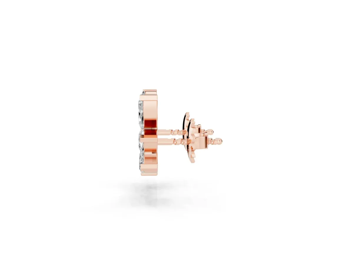 Marquise and Round Diamond Ivy Climber Earrings Rose gold