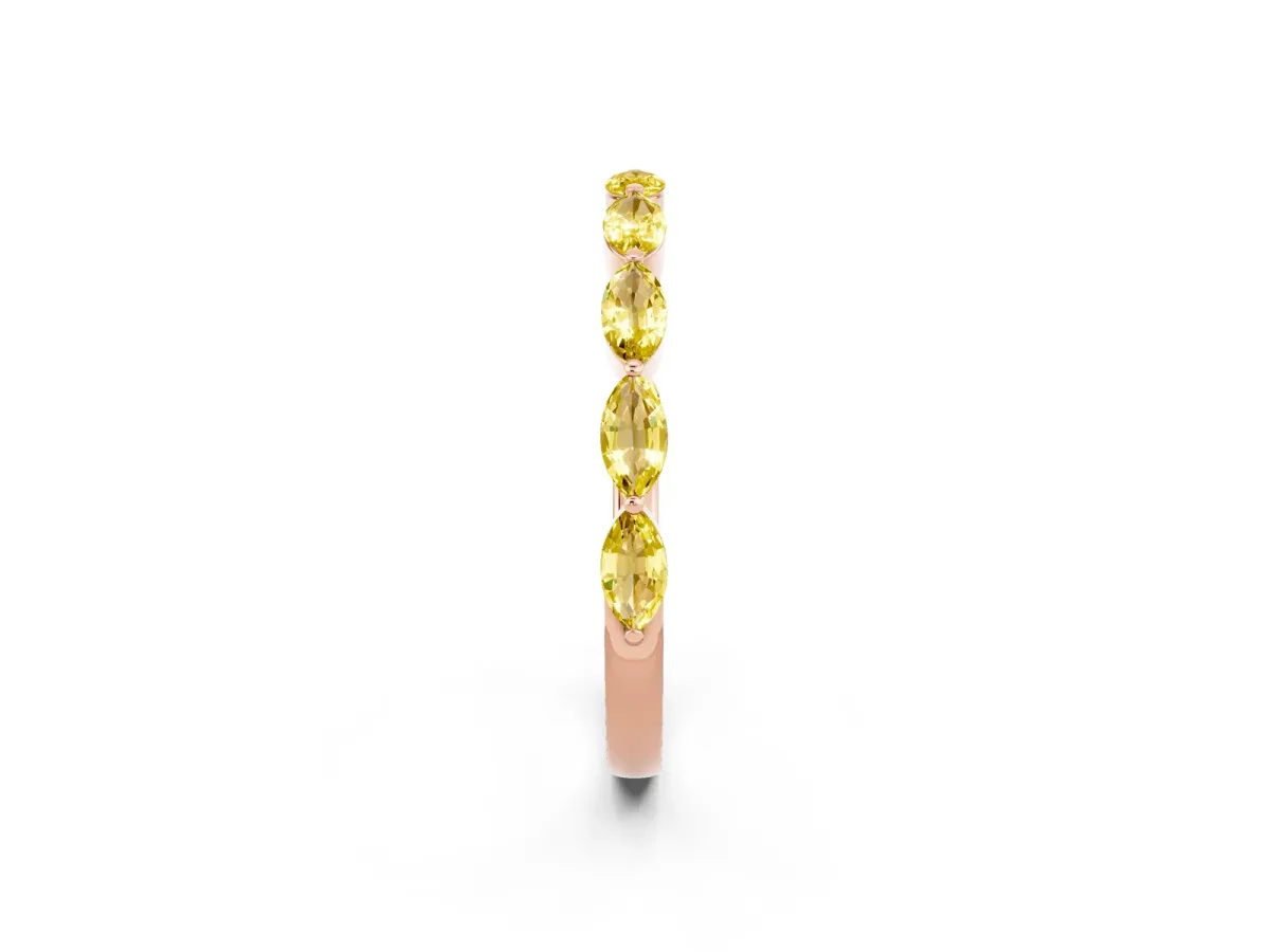 Marquise Yellow Sapphire Half Eternity Band with Prong Setting Rose gold