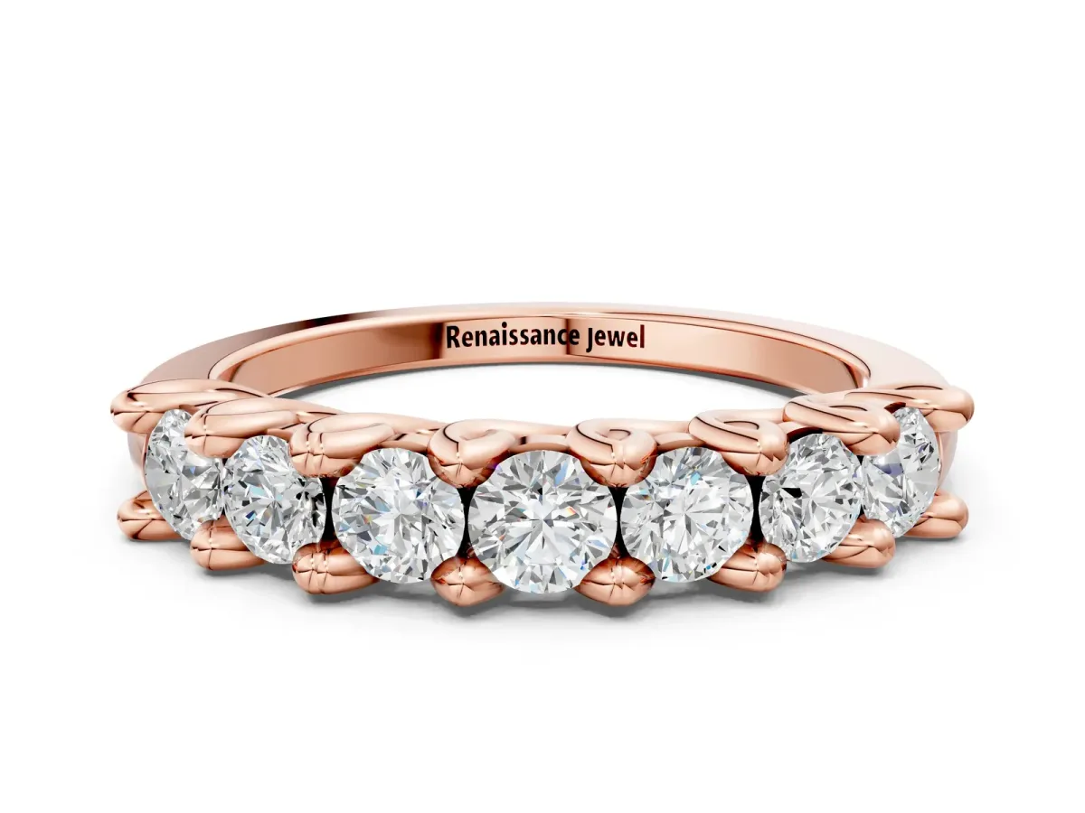 Round Diamond Prong-Set Half Eternity Band Rose gold