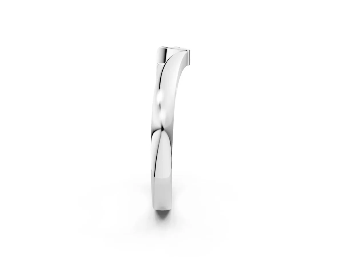Channel Set Round Diamond Contour Band Silver