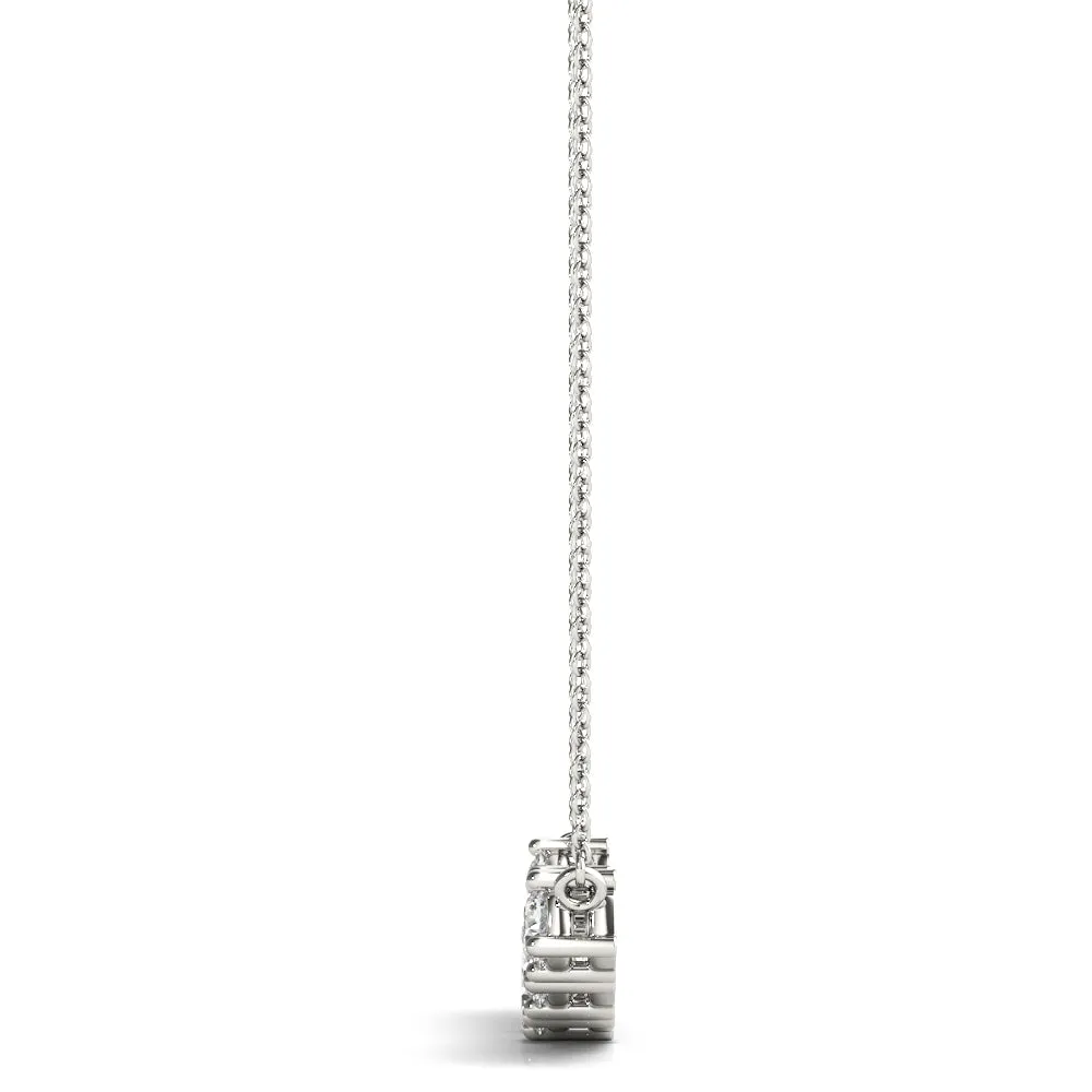 Round Brilliant Diamond Curved Bar Necklace with Prong Setting Silver