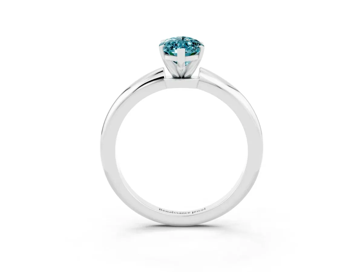 Marquise Cut Blue Topaz Solitaire Ring with Six-Prong Setting and Classic Band Silver