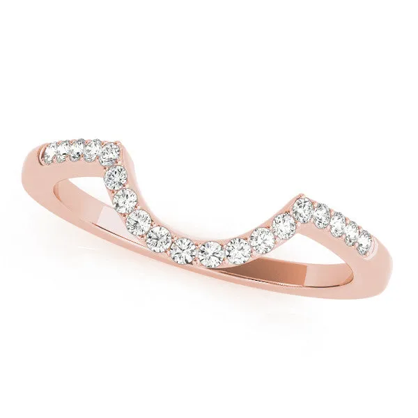 Pavé Round Diamond Contour Band with Prong Setting Rose gold