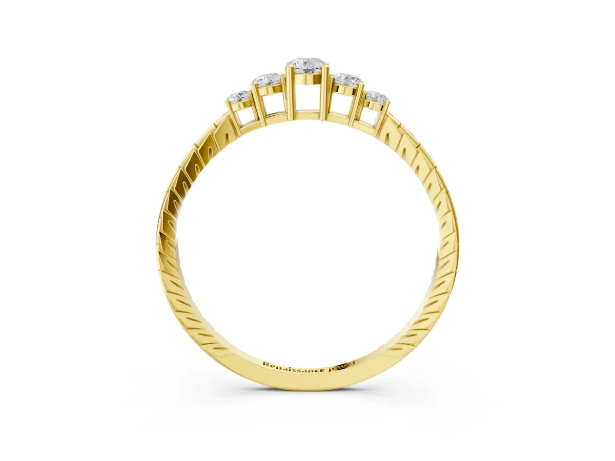 Five-Stone Round Cut Diamond Prong Set Eternity Band Yellow gold