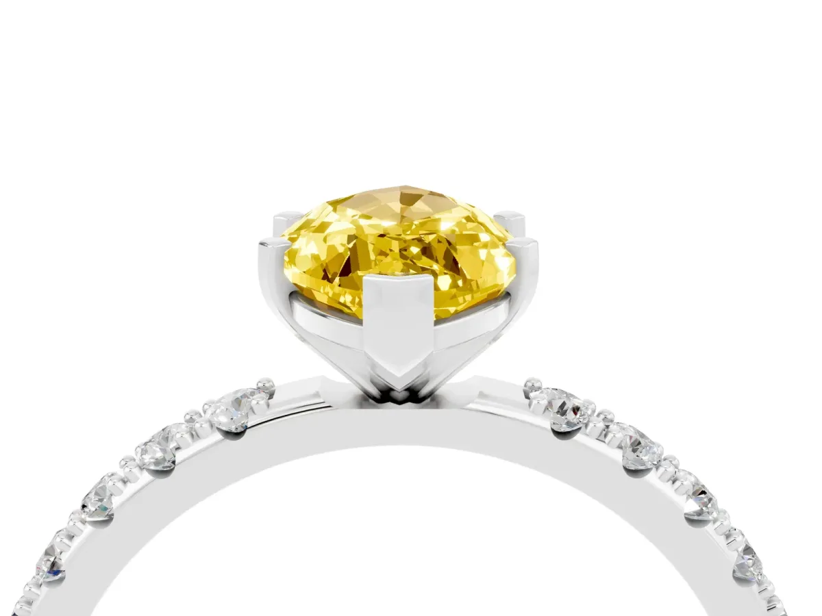 Marquise Cut Yellow Sapphire Solitaire Pavé Band with Four-Prong Setting Silver