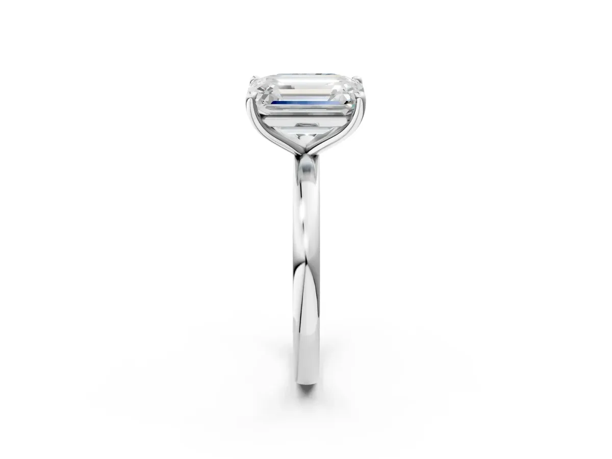 Fancy Blue Radiant Cut and Emerald Cut Toi Moi Ring with Prong Setting White gold
