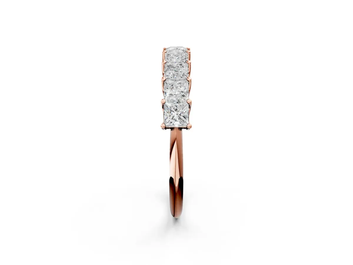 Princess Cut Diamond Channel-Set Eternity Band with Prong Setting Rose gold
