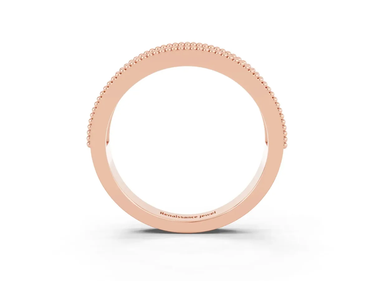 Round Aquamarine Twist Milgrain Band with Bezel Setting Rose gold