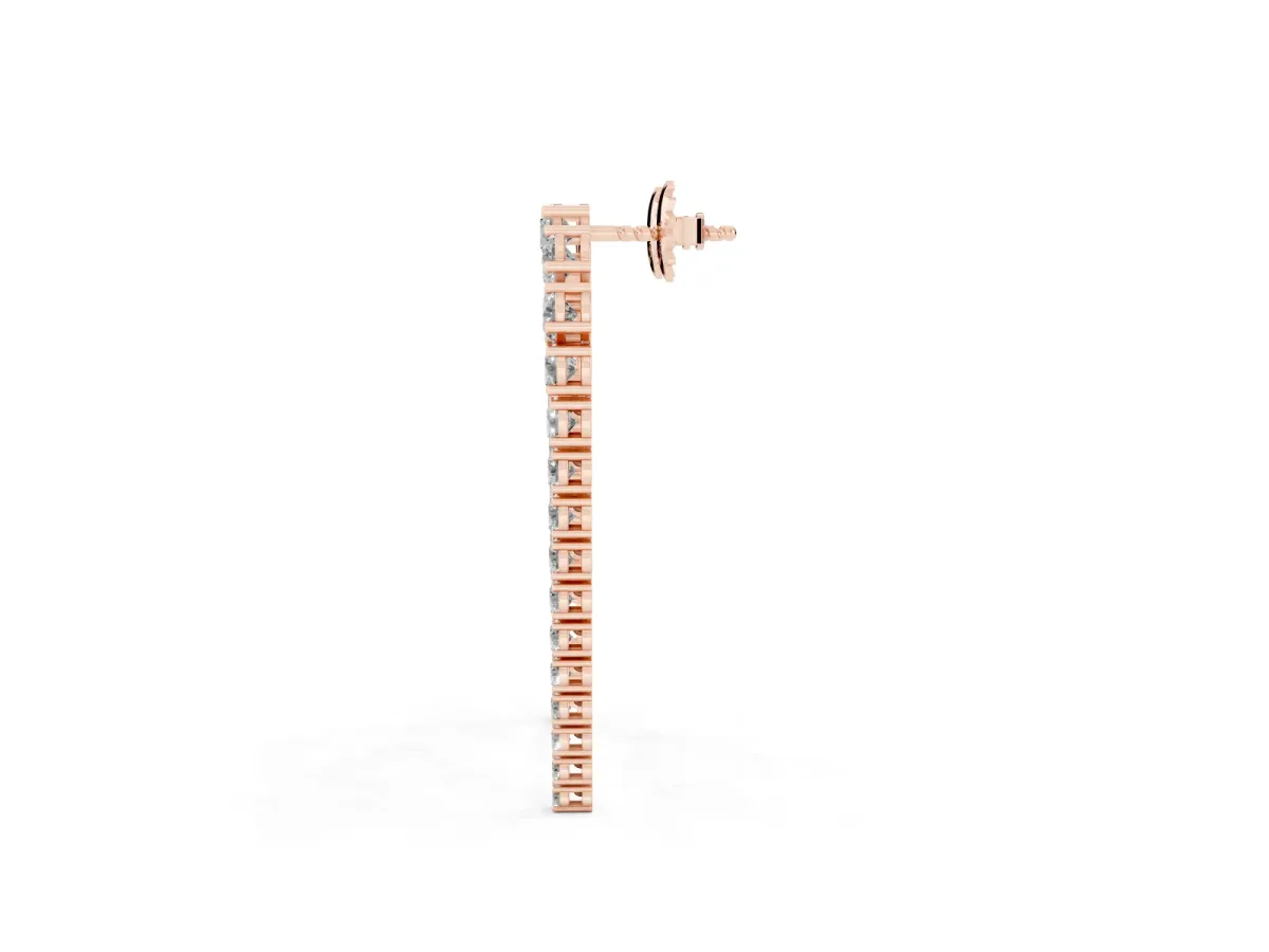 Round Diamond U-Shaped Drop Earrings Rose gold